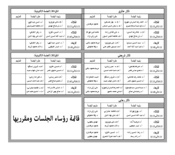 قائمة رؤساء الجلسات ومقرریها